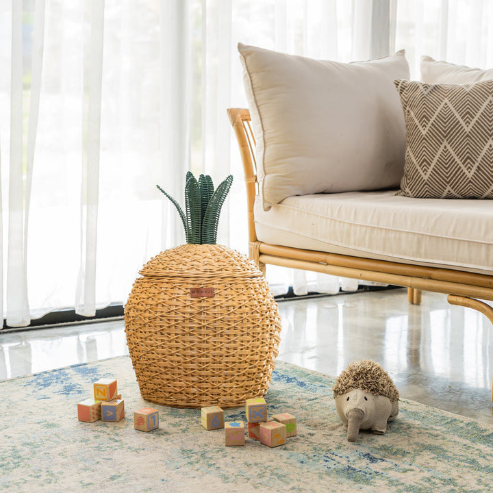 Pineapple Rattan Storage Basket Natural (Medium)