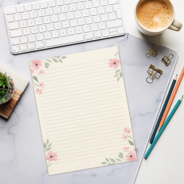 Pink Flower Design Ruled Notepads Creative Companion - DipaliZ