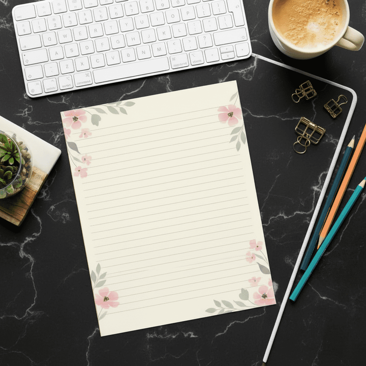 Pink Flower Design Ruled Notepads Creative Companion - DipaliZ