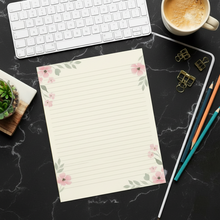 Pink Flower Design Ruled Notepads Creative Companion - DipaliZ