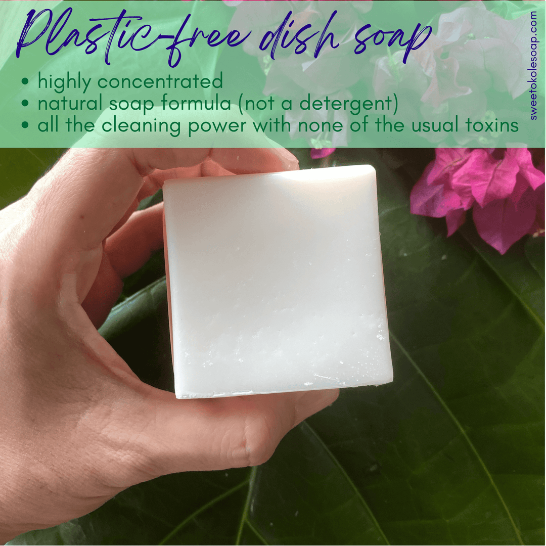 Solid Dish Soap Bar Non-Toxic, Unscented, Plastic-Free Dishwashing — , [material], Sweet ʻŌkole Soap