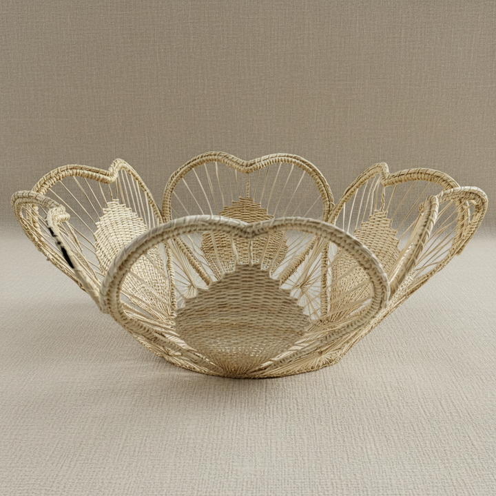 Floral Handwoven Iraca Bread Basket
