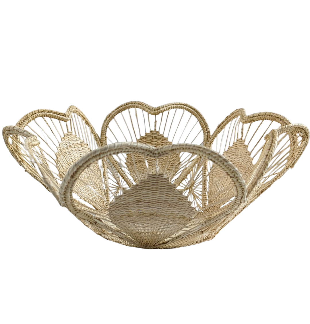 Floral Handwoven Iraca Bread Basket