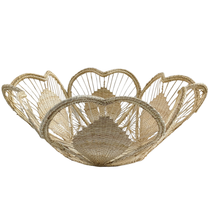 Floral Handwoven Iraca Bread Basket