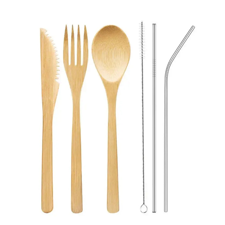Sustainable Bamboo and Stainless Steel Travel Cutlery Set