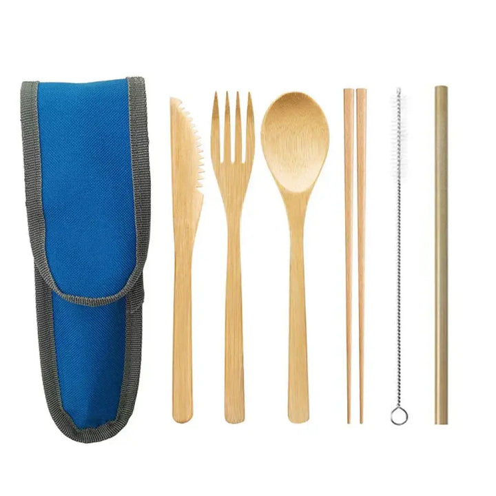 Sustainable Bamboo and Stainless Steel Travel Cutlery Set