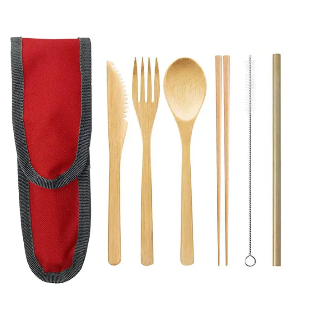 Sustainable Bamboo and Stainless Steel Travel Cutlery Set
