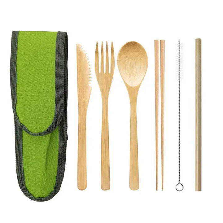 Sustainable Bamboo and Stainless Steel Travel Cutlery Set