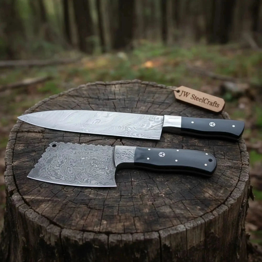 Premium Damascus Knife Set Chef Knife and Cleaver Sharp | Durable Kitchen Tools