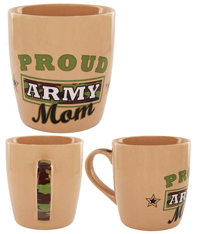 Tan mug with &