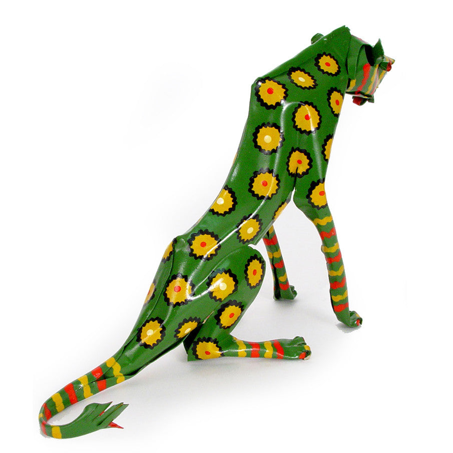 Large Tin Sitting Cheetah