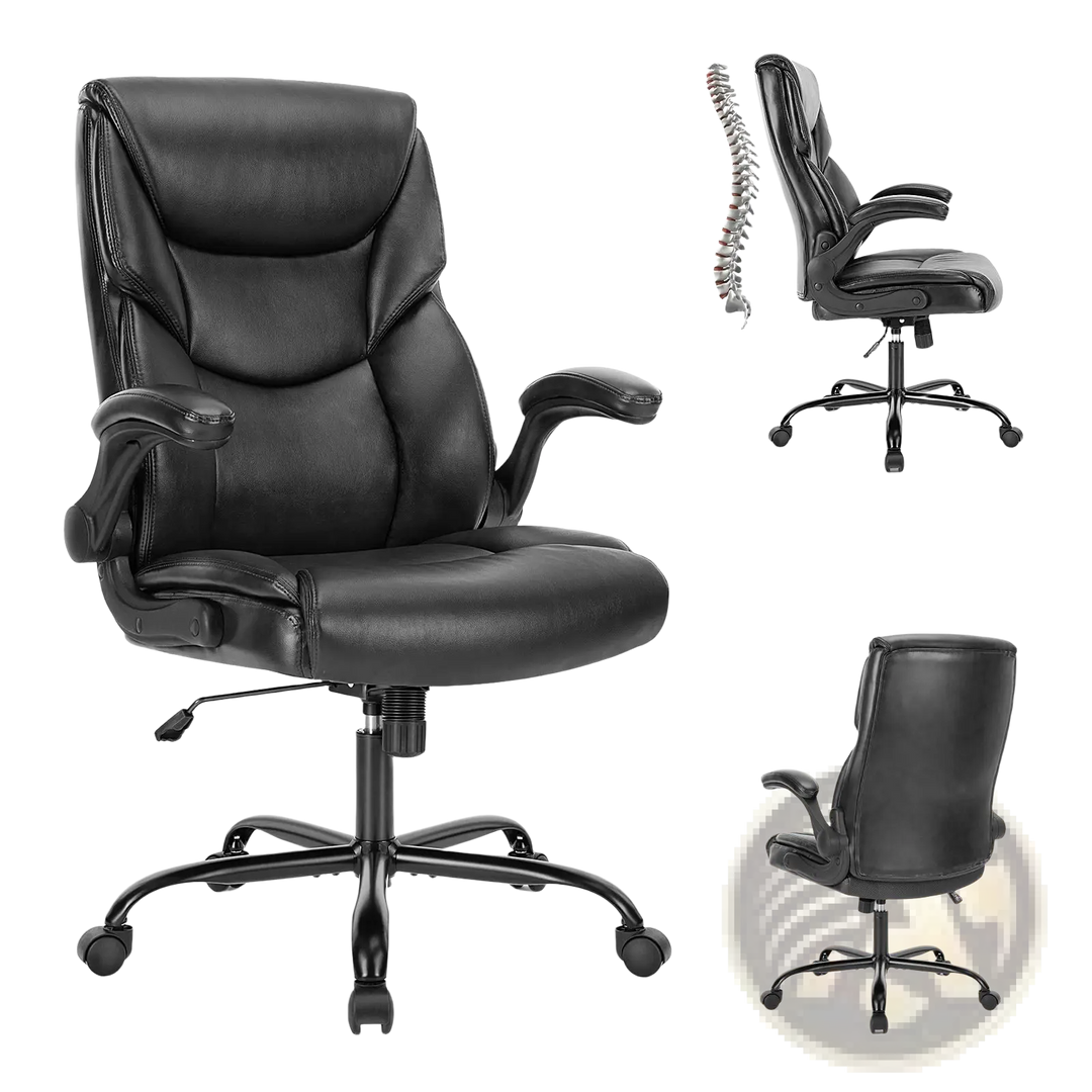 Pu Leather Ergonomic Office Chair with Flip-up Arms