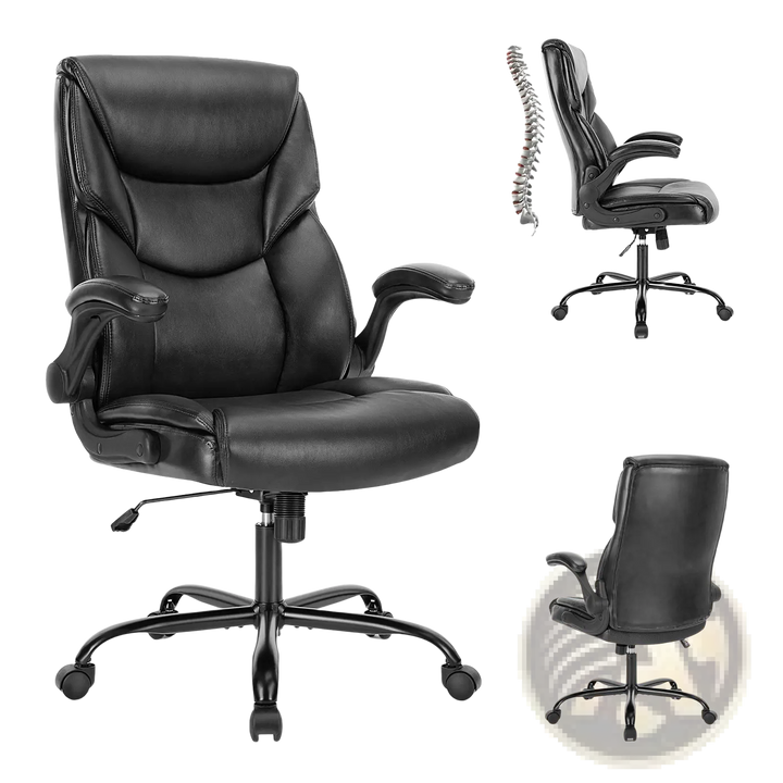 Pu Leather Ergonomic Office Chair with Flip-up Arms