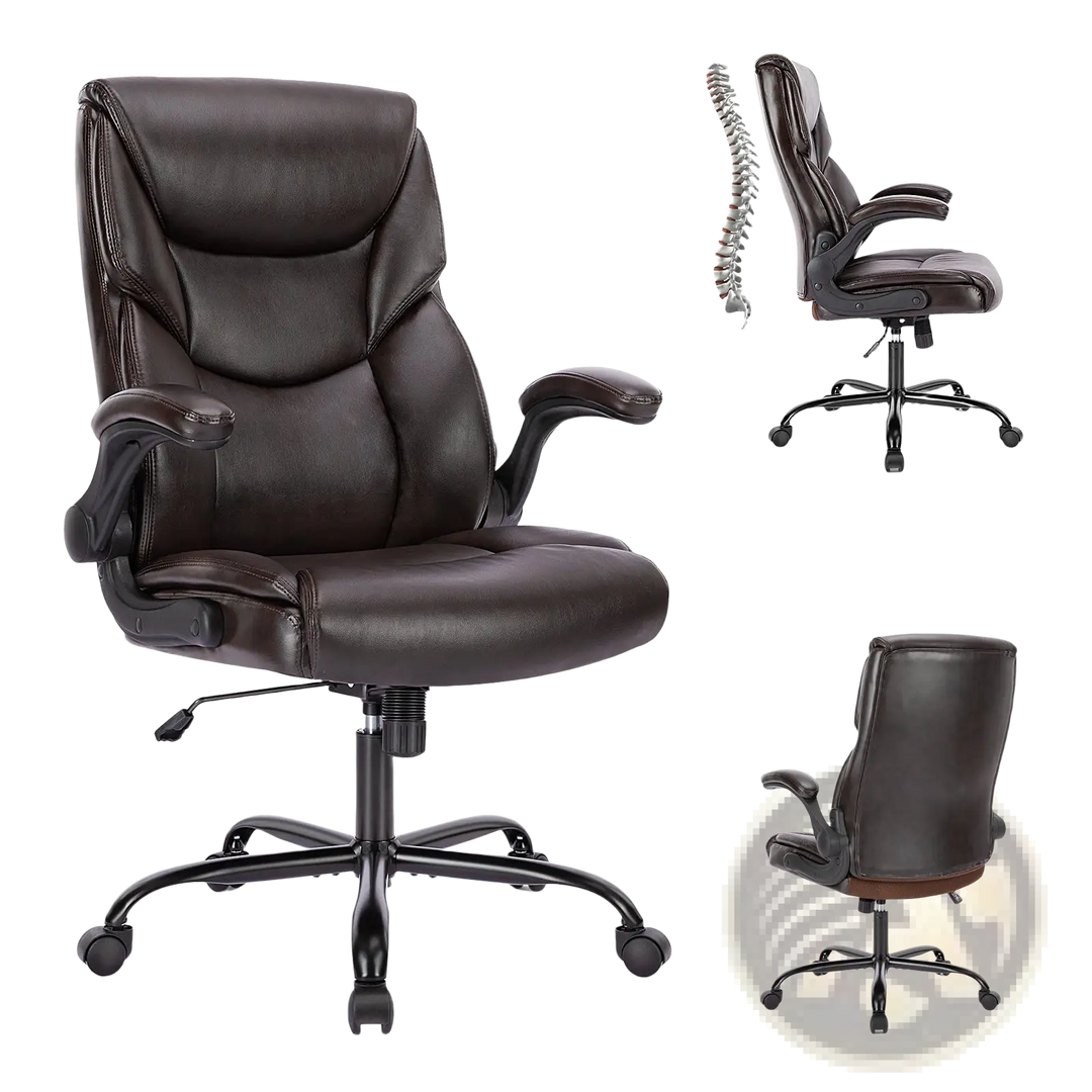 Pu Leather Ergonomic Office Chair with Flip-up Arms