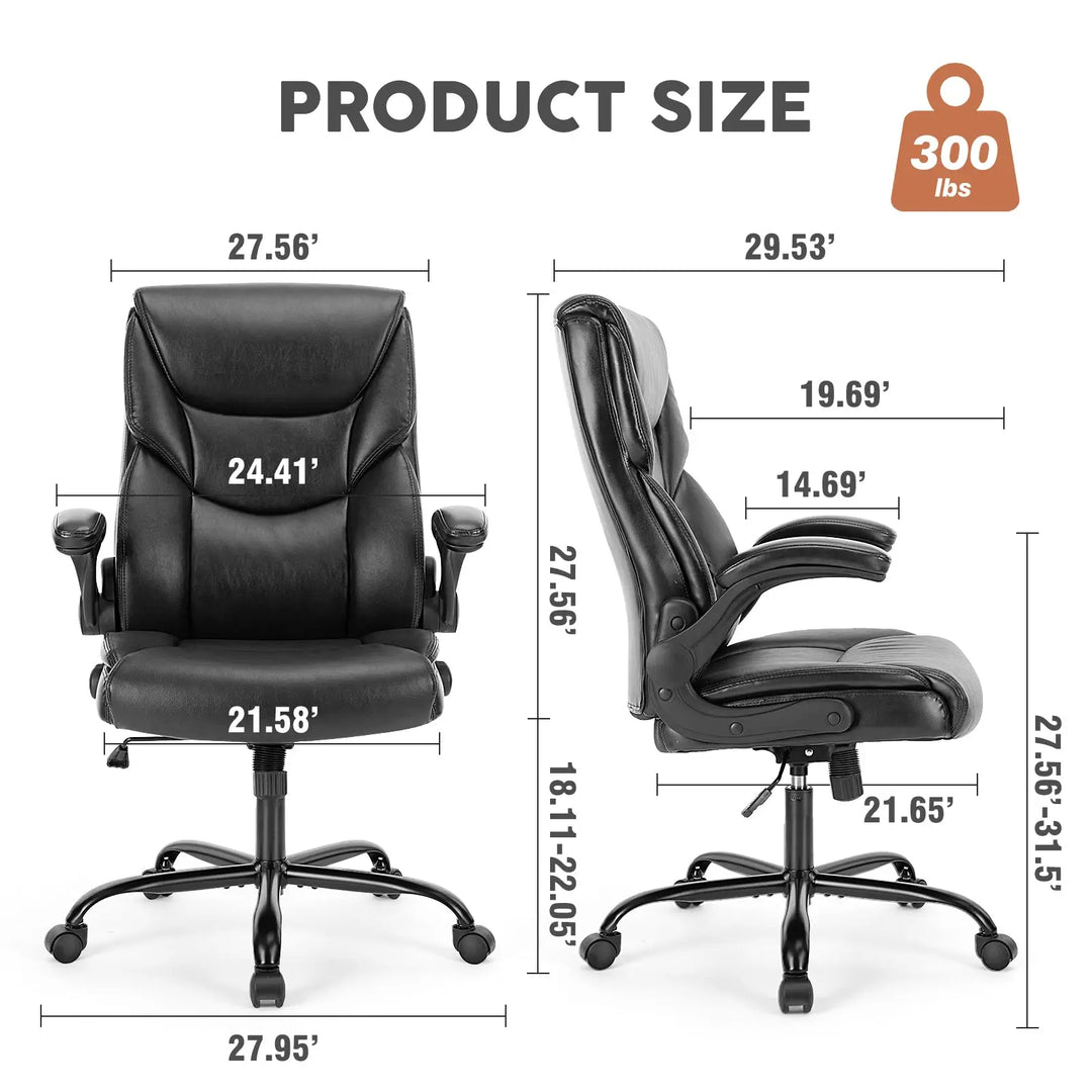 Pu Leather Ergonomic Office Chair with Flip-up Arms