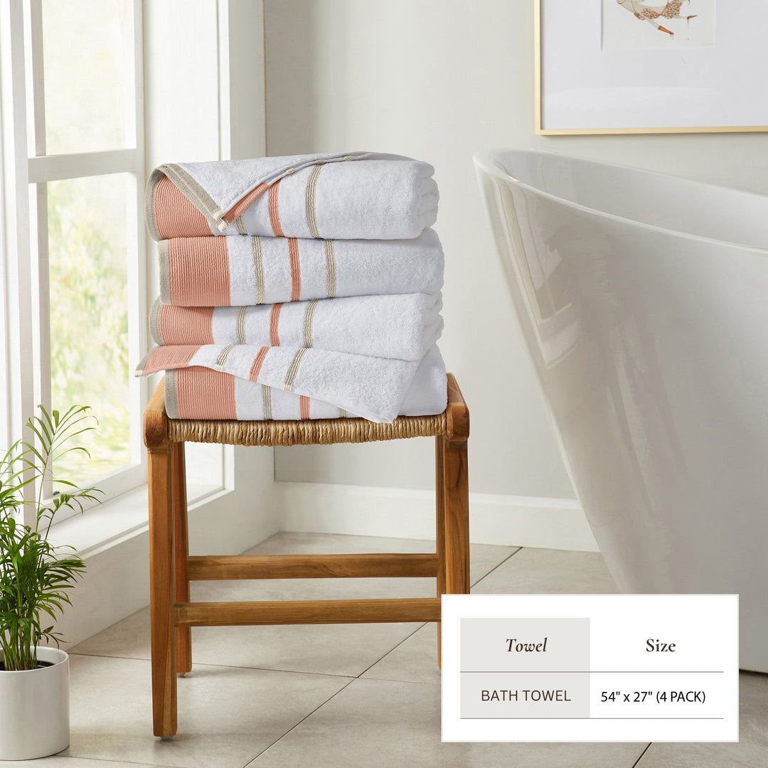 Decorative Cotton Stripe Bath Towel Set - Noelle Collection