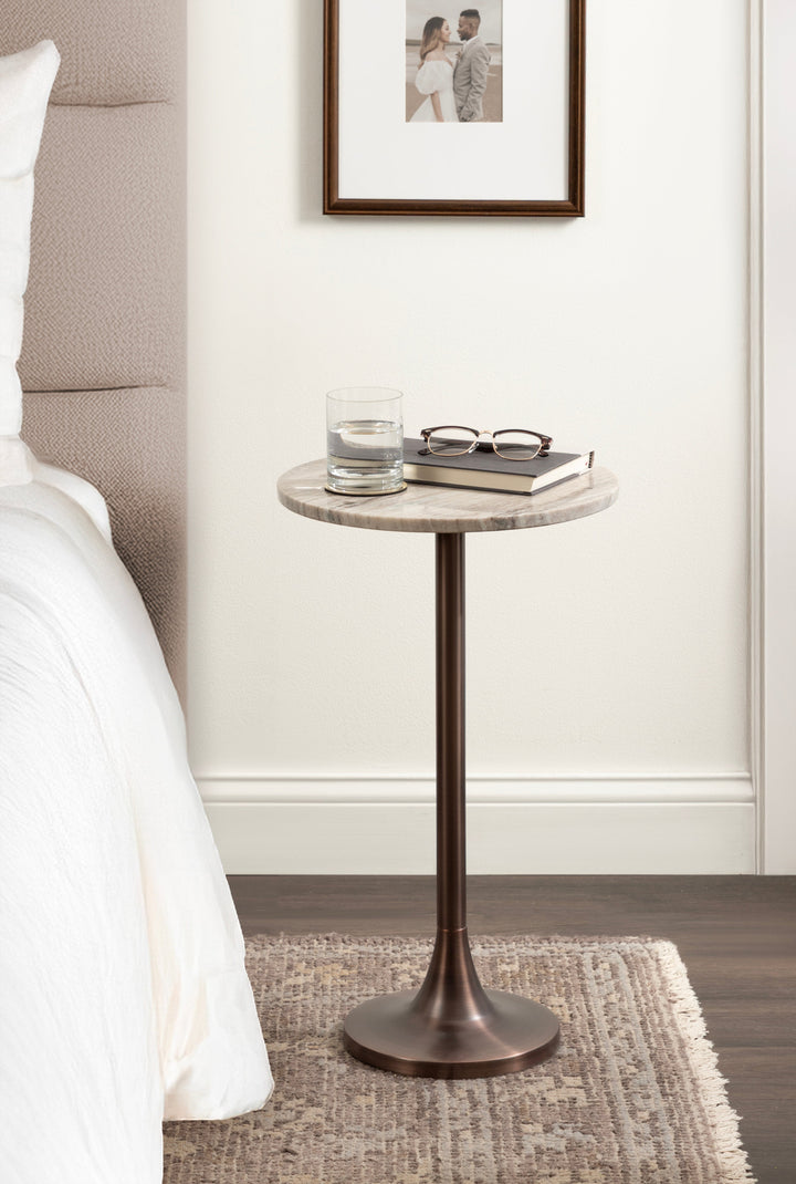 Baronet Round Marble and Metal Table