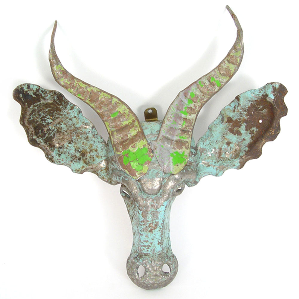 Recycled Springbok Metal Animal Wall Mask