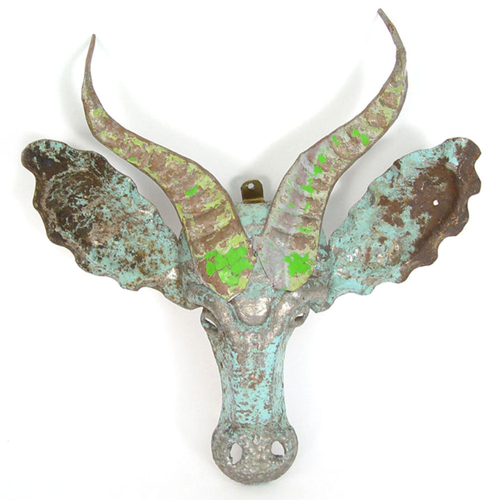 Recycled Springbok Metal Animal Wall Mask