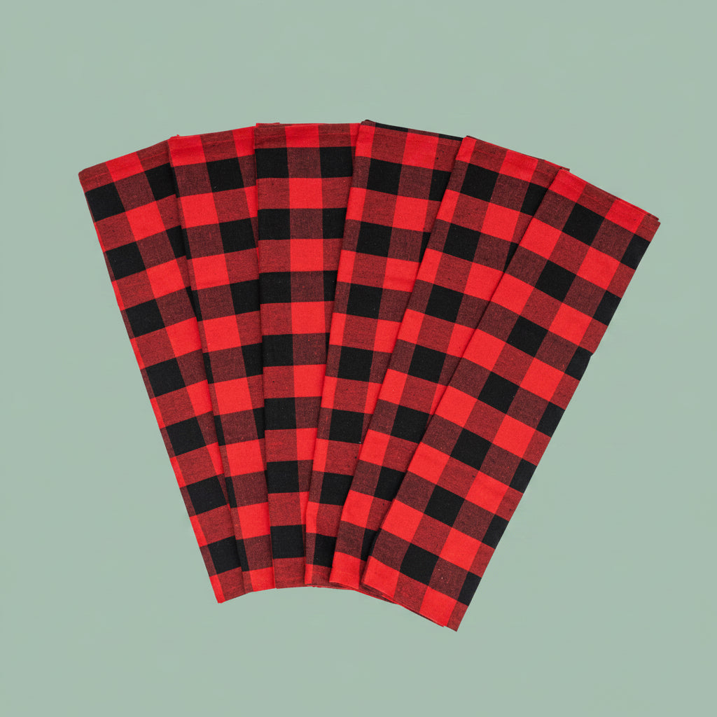 Cotton Plaid Kitchen Towels (Set of 6