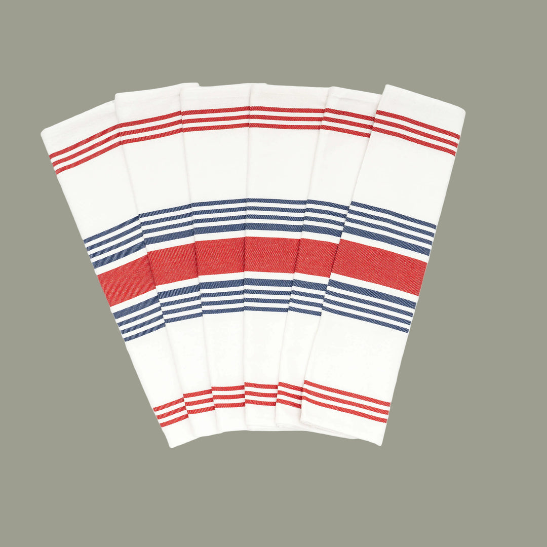 Organic Cotton Striped Kitchen Towels (Set of 6)