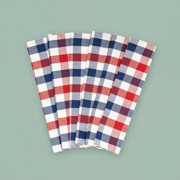 Cotton Plaid Kitchen Towels (Set of 6