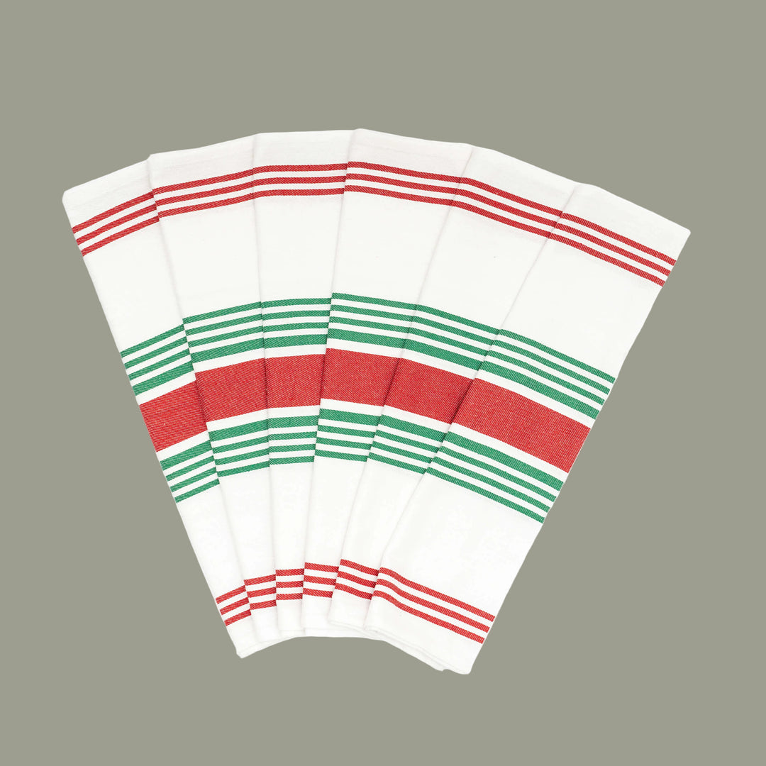 Organic Cotton Striped Kitchen Towels (Set of 6)