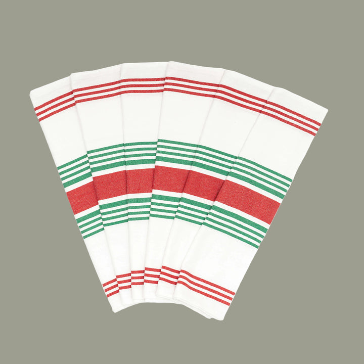 Organic Cotton Striped Kitchen Towels (Set of 6)