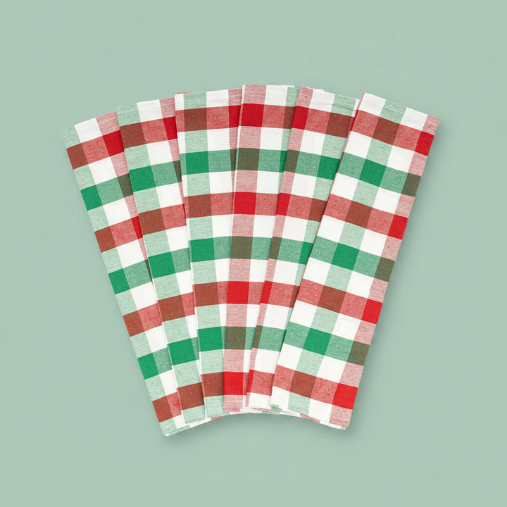 Cotton Plaid Kitchen Towels (Set of 6