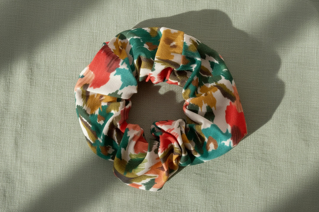 Retro Floral Scrunchie