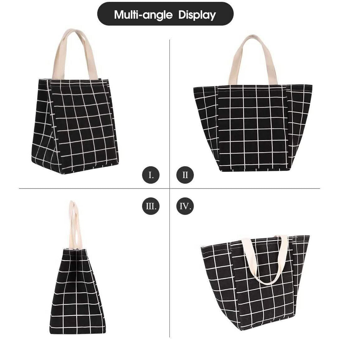 Reusable Lunch Bag Insulated Lunch Box Canvas Fabric with Aluminum Foil