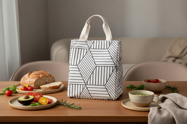 Reusable Lunch Bag Insulated Lunch Box Canvas Fabric with Aluminum Foil