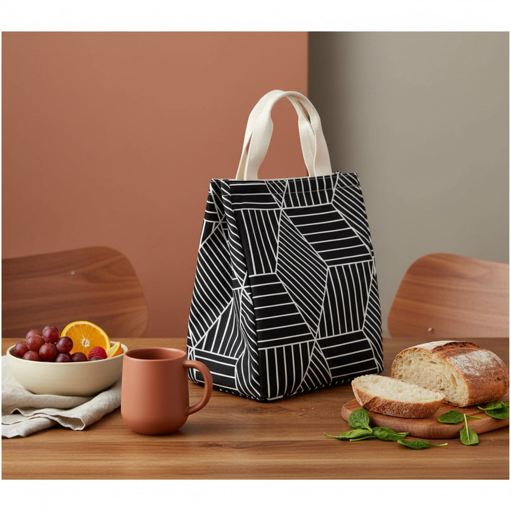 Reusable Lunch Bag Insulated Lunch Box Canvas Fabric with Aluminum Foil