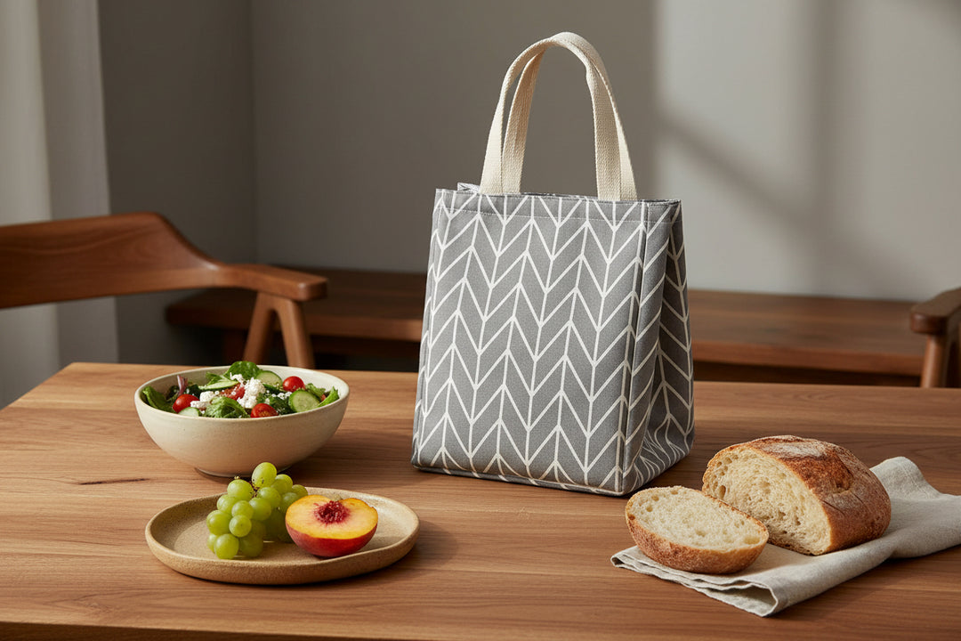 Reusable Lunch Bag Insulated Lunch Box Canvas Fabric with Aluminum Foil