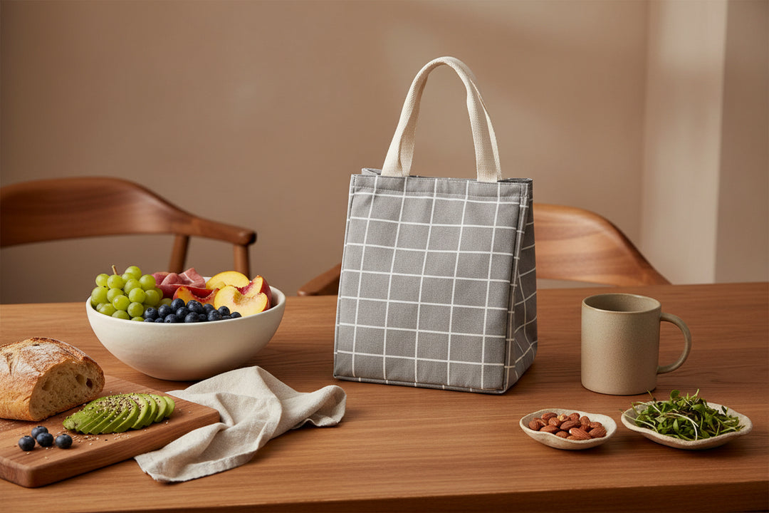 Reusable Lunch Bag Insulated Lunch Box Canvas Fabric with Aluminum Foil