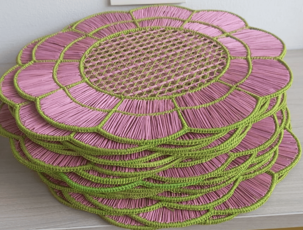 Blush Bloom Handwoven Iraca Placemat - Lilly Pulitzer Inspired Style — Placemats, [material], MacondoForever