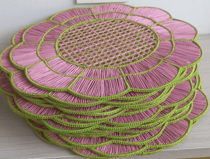 Blush Bloom Handwoven Iraca Placemat - Lilly Pulitzer Inspired Style — Placemats, [material], MacondoForever