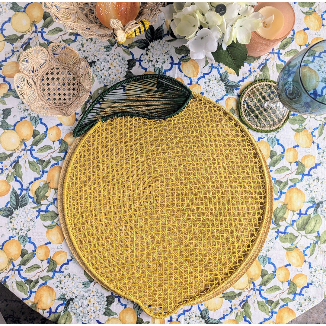 Lemon Handwoven Iraca Placemat — Placemats, [material], MacondoForever
