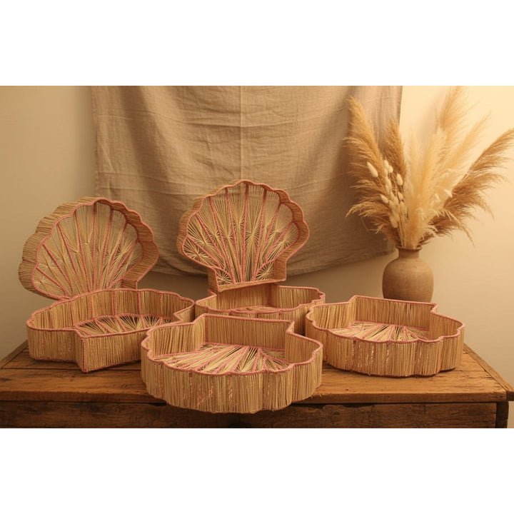 Shell Charm Handwoven Iraca Decorative Tray — Decorative Tray, [material], MacondoForever