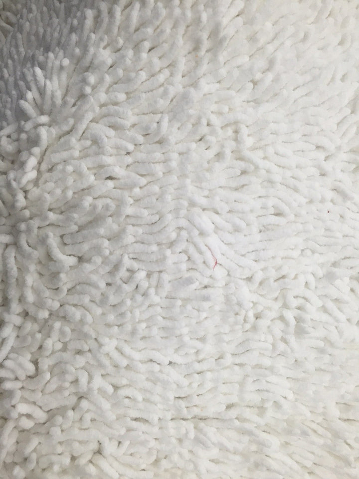 Tache Solid White Ivory 100% Cotton Chenille Runner, Doormats, All Area Rug
