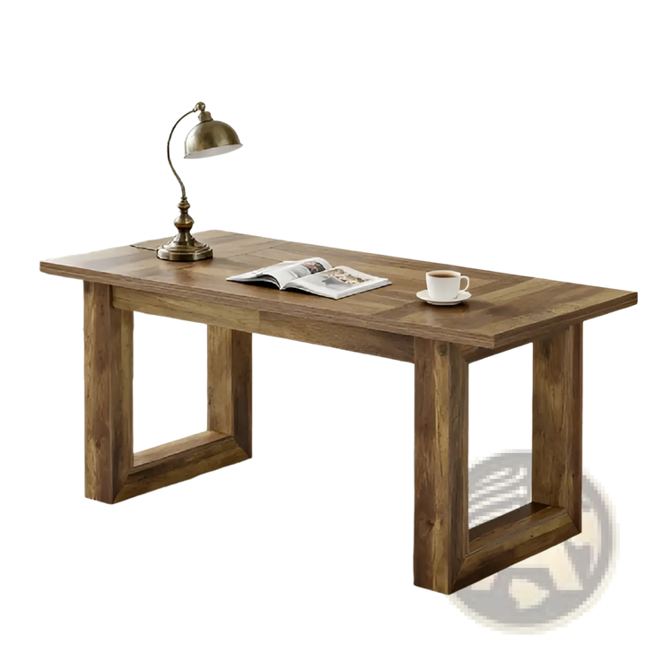 Rustic Brown Wooden Computer and Dining Desk