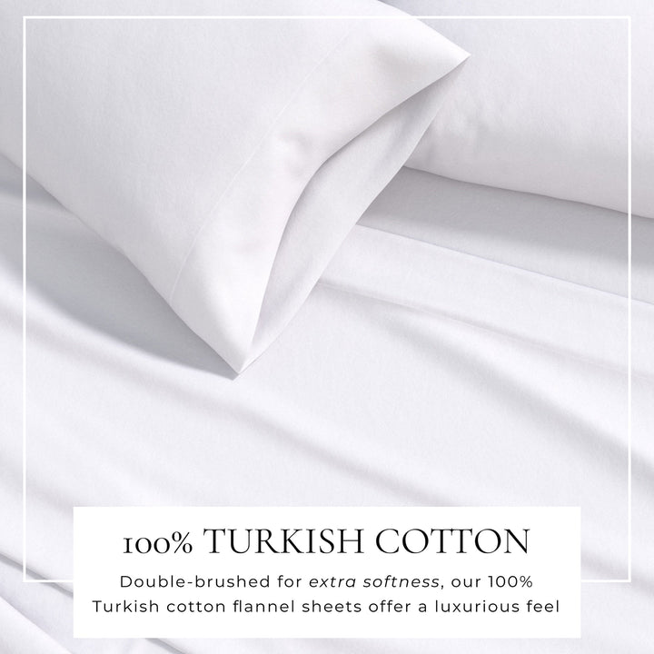 Winter white cotton flannel sheet close-up with soft folded fabric