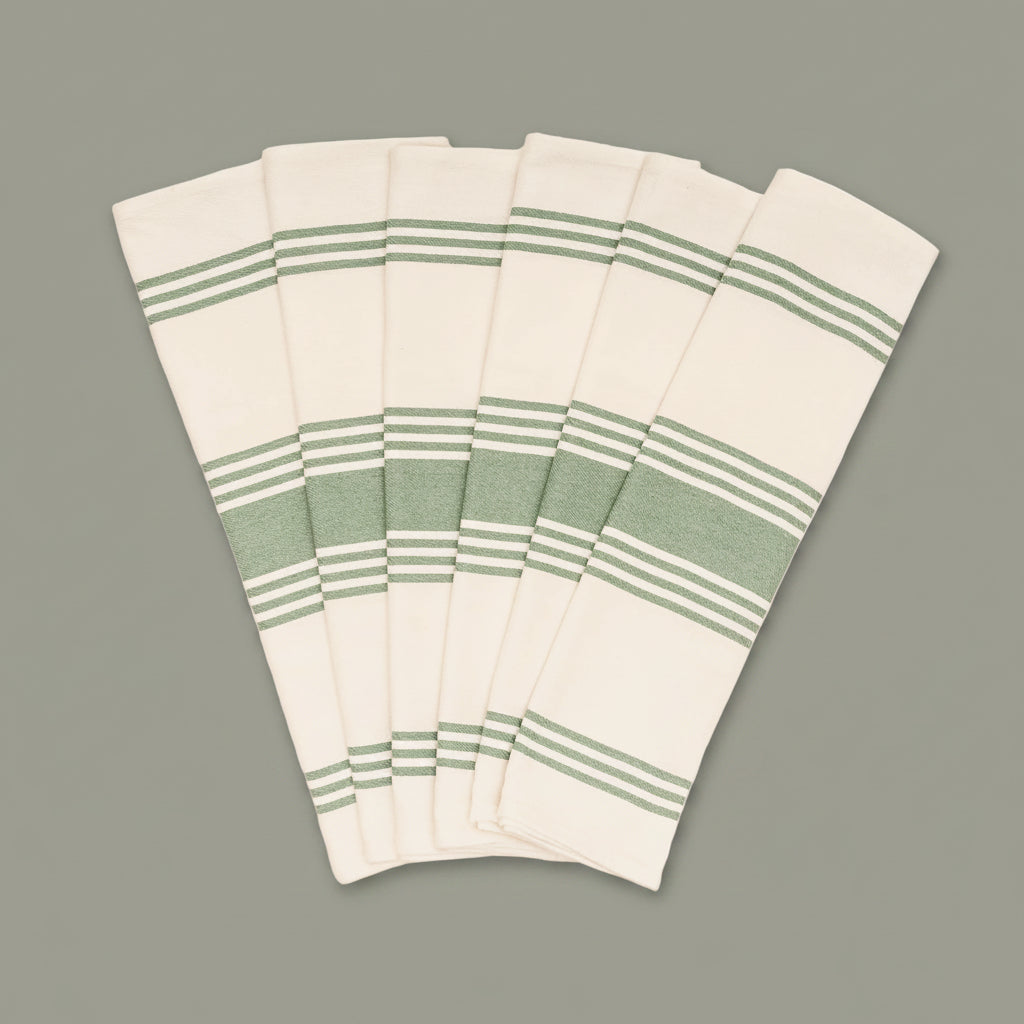 Organic Cotton Striped Kitchen Towels (Set of 6)