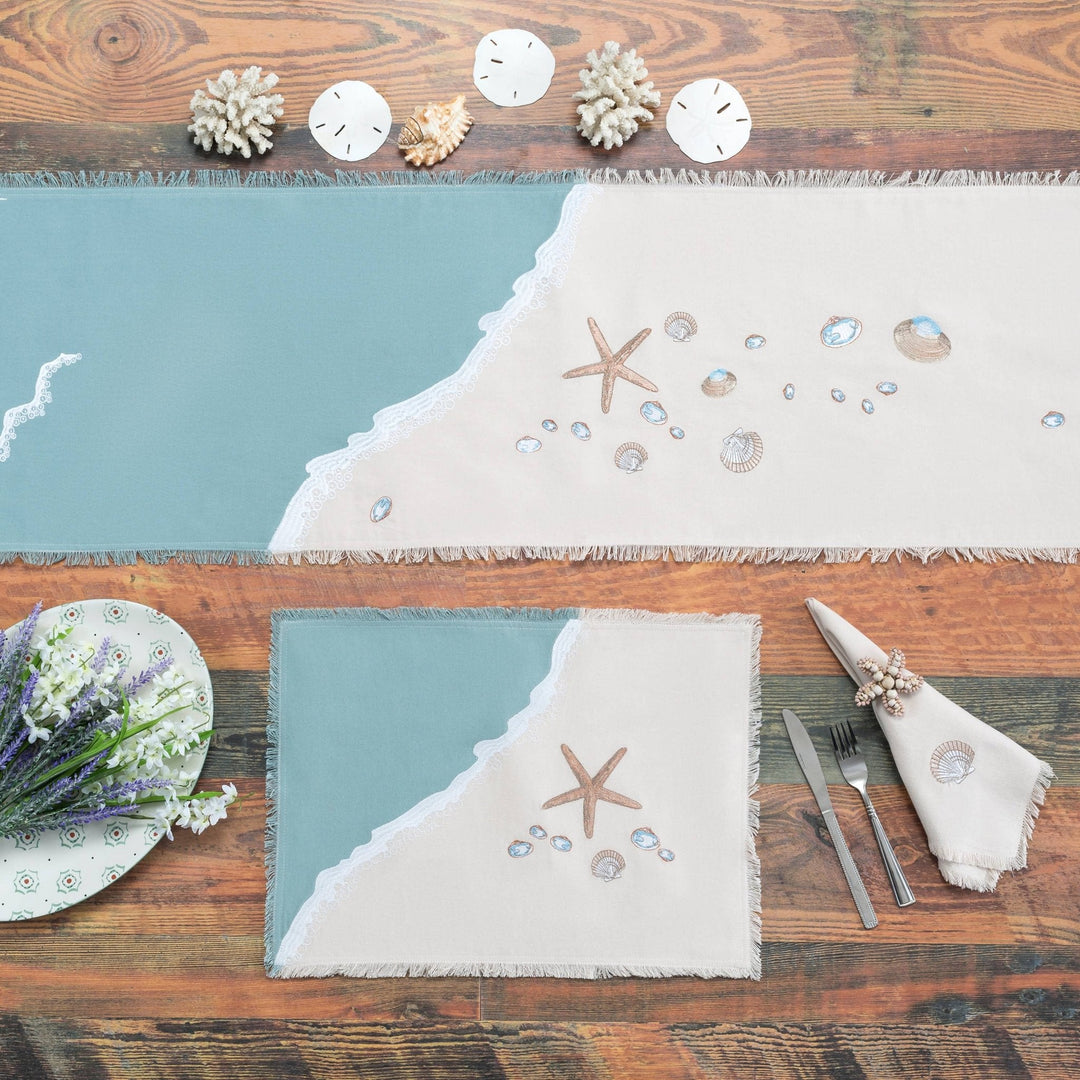 Cotton Sand & Shells Table Runner