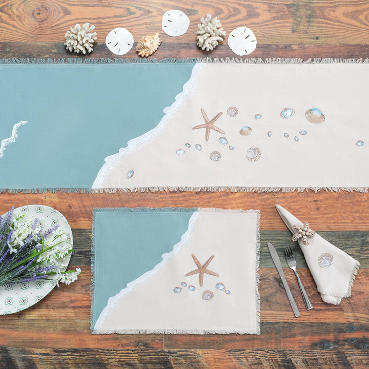 Cotton Sand & Shells Table Runner