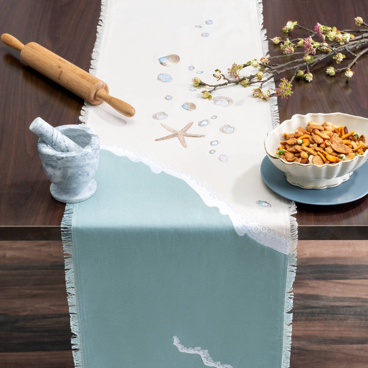 Cotton Sand & Shells Table Runner