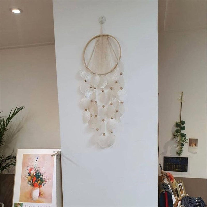 Shell Wind Chime Room Decoration Hanging Wind chime Outdoor Decoration, Bamboo Wind Chimes Unique Outdoor Handmade Chimes as Memorial Gift for Mom Family Wall Pendant Home Office
