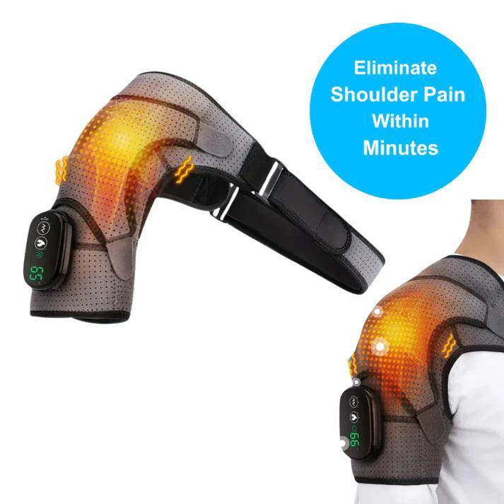 Pair of neck and shoulder heat massagers with glowing orange heat panels