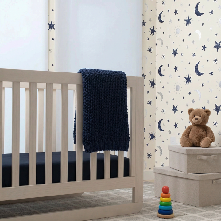 Navy blue crib and toddler fitted sheet