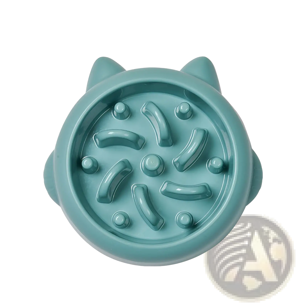 Teal slow feeder silicone dog bowl with raised anti-gulp channels